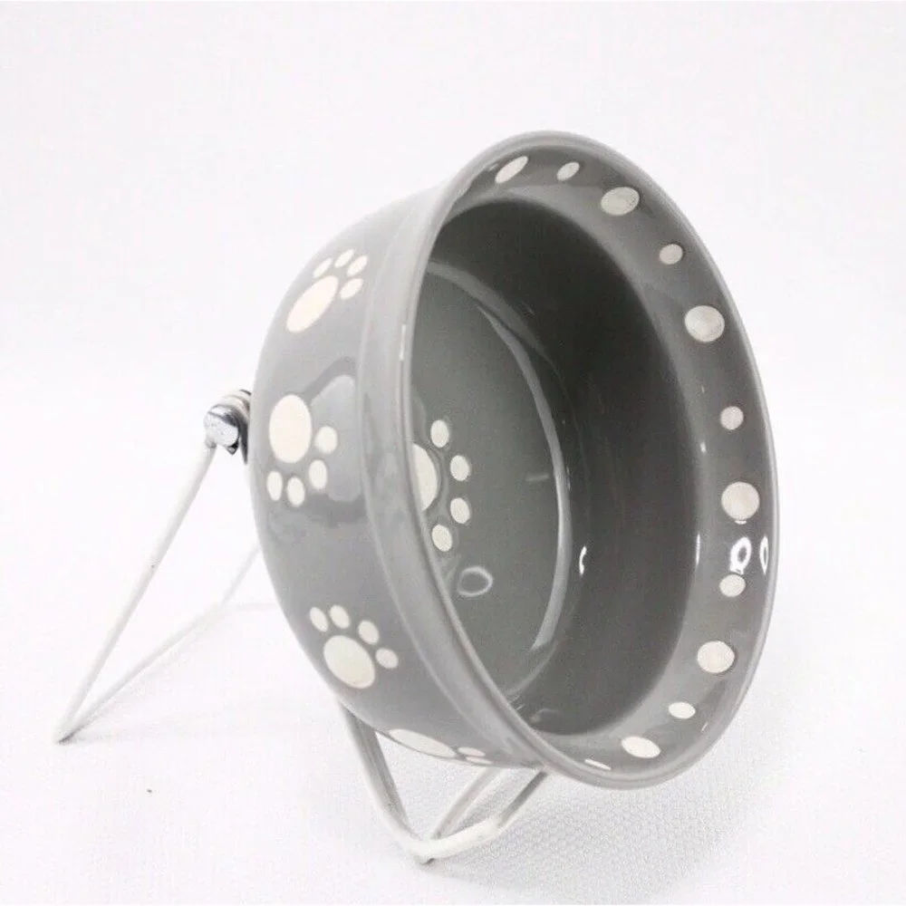 1 Pet Bowls Signature Paws 5” White-Gray Bowl New